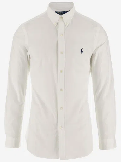 Polo Ralph Lauren Stretch Cotton Shirt With Logo In White