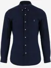 Polo Ralph Lauren Blue Shirt With Button-down Collar And Pony Embroidery On The Front In Blue