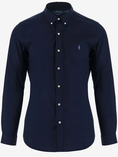 POLO RALPH LAUREN STRETCH COTTON SHIRT WITH LOGO