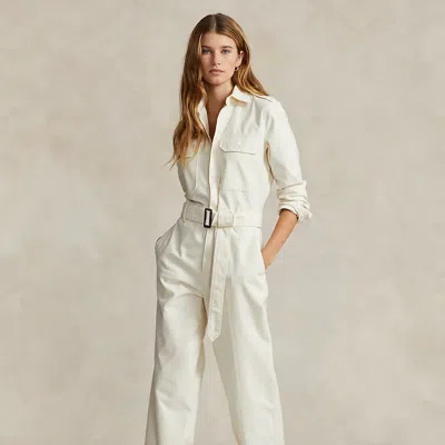 Polo Ralph Lauren Stretch-cotton Twill Jumpsuit In Yellow