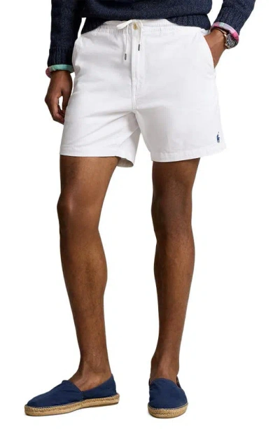 Polo Ralph Lauren Traveler Icon Logo Slim Fit Mid Swim Shorts In White