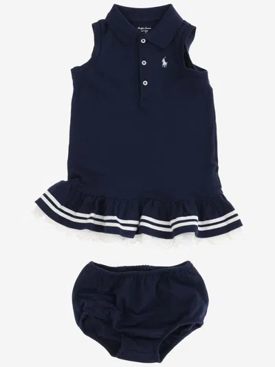 Polo Ralph Lauren Babies' Stretch Cotton Two-piece Set With Logo In Blue
