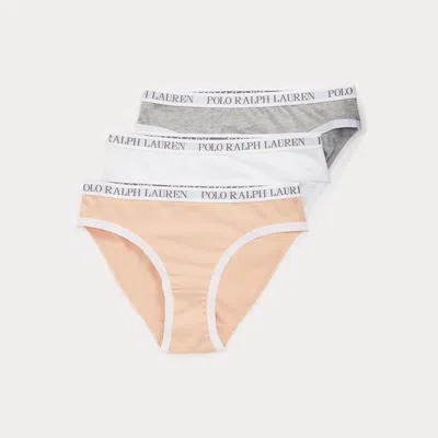 Polo Ralph Lauren Kids' Stretch Jersey Bikini 3-pack In Grey