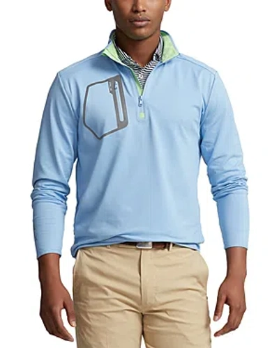 Polo Ralph Lauren Stretch Jersey Quarter Zip Mock Neck Golf Sweatshirt In Blue Lagoon