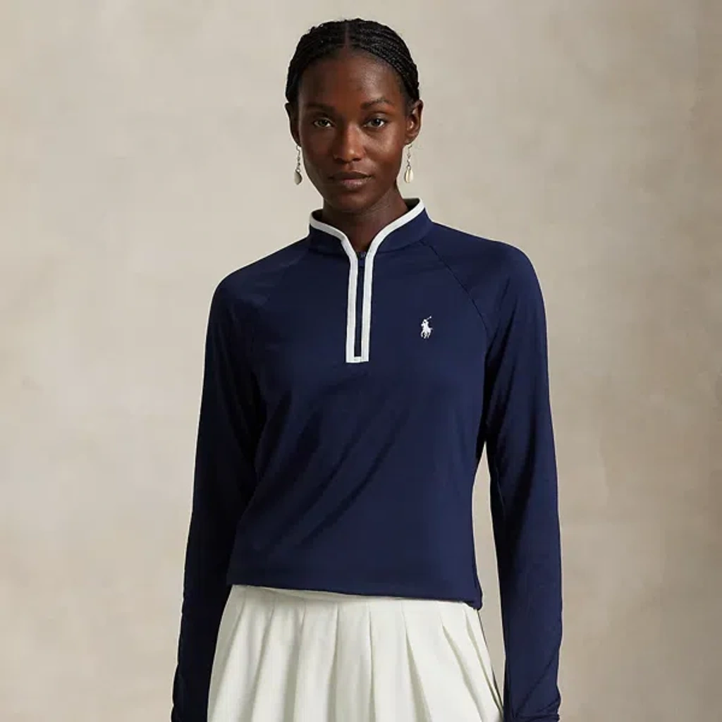 Polo Ralph Lauren Stretch Jersey Quarter-zip In Refined Navy