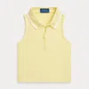 Polo Ralph Lauren Stretch Mesh Half-zip Boxy Polo Shirt In Resort Gold/white