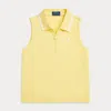 Polo Ralph Lauren Stretch Mesh Half-zip Boxy Polo Shirt In Resort Gold/white
