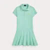 Polo Ralph Lauren Kids' Stretch Mesh Polo Dress In Parakeet/oasis Yellow