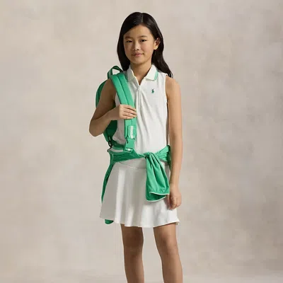 Polo Ralph Lauren Kids' Stretch Mesh Skort In White/plato Green