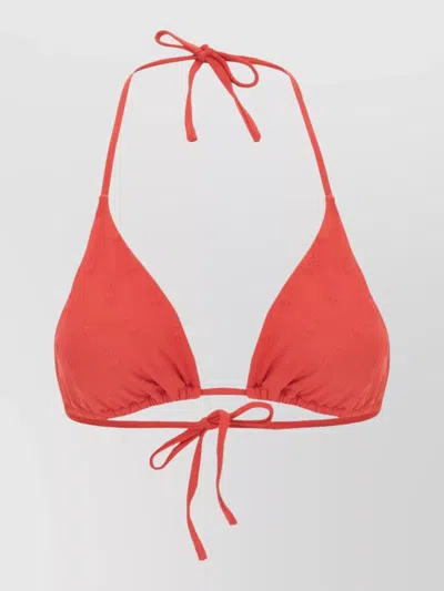 Polo Ralph Lauren Stretch Nylon Bikini Top Triangle Design In Red