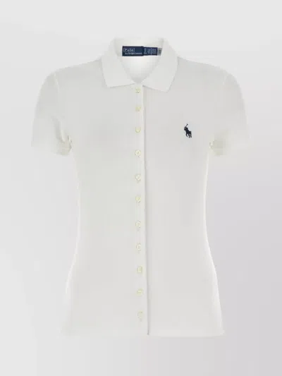 POLO RALPH LAUREN STRETCH PIQUET SHIRT WITH RIBBED COLLAR