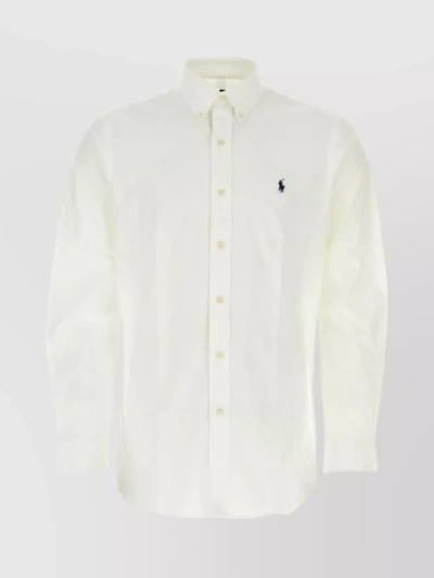 POLO RALPH LAUREN STRETCH POPLIN SHIRT WITH COLLAR AND CURVED HEM