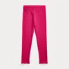Polo Ralph Lauren Big Girls Ribbed Stretch Legging In College Pink W/ Navy