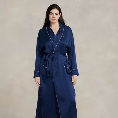 Polo Ralph Lauren Stretch Silk Bath Dressing Gown In Blue