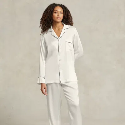 Polo Ralph Lauren Stretch Silk Long-sleeve Pyjama Set In White