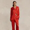 Polo Ralph Lauren Stretch Silk Long-sleeve Pyjama Set In Red