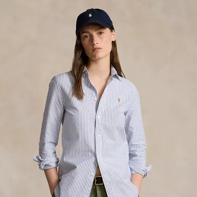 Polo Ralph Lauren Heidi Striped Cotton Poplin Shirt In Blue