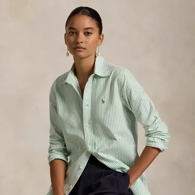 Polo Ralph Lauren Stretch Slim Fit Striped Oxford Shirt In White Green