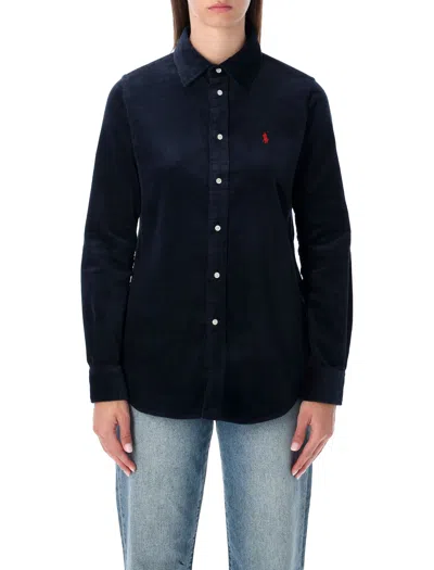 Polo Ralph Lauren Slim Fit Stretch Cotton Corduroy Shirt In Black