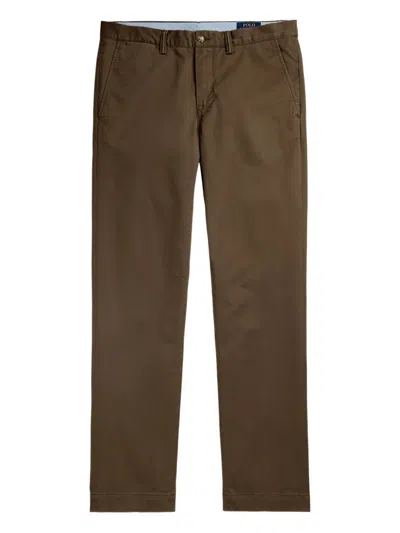 Polo Ralph Lauren Stretch Twill Flat-front Trousers In Brown