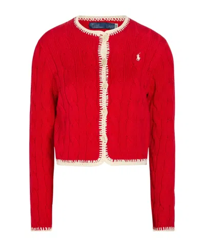 Polo Ralph Lauren Stretch-cotton Cardigan In Red