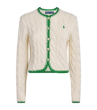 Polo Ralph Lauren Stretch-cotton Cropped Cardigan In White