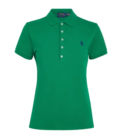 Polo Ralph Lauren Stretch-cotton Piqué Julie Polo Shirt In Green
