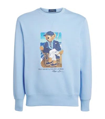 Polo Ralph Lauren Stretch-cotton Polo Bear Sweatshirt In Blue