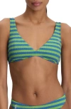 Polo Ralph Lauren Stripe Bikini Top In Green