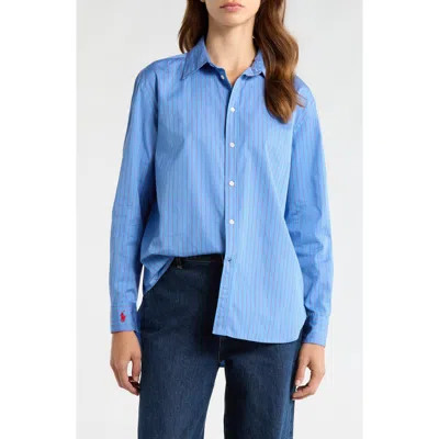 Polo Ralph Lauren Stripe Button-up Cotton Shirt In Blue