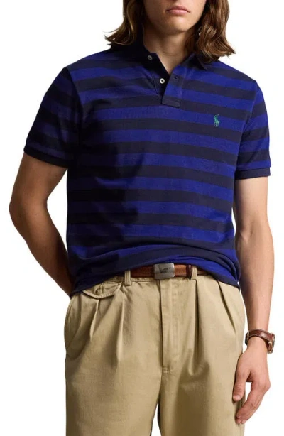 Polo Ralph Lauren Stripe Cotton Piqué Polo In Classic Azure/newport Navy