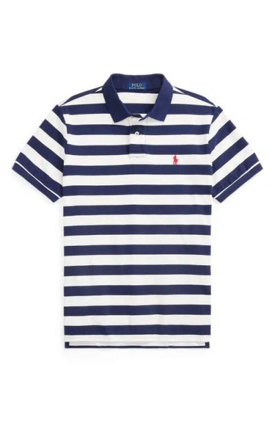 Polo Ralph Lauren Men's Striped Cotton Polo Shirt In Newport Navy White