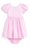 Polo Ralph Lauren Baby Girls Cotton Striped Seersucker Dress In Laguna Pink/white