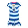 Polo Ralph Lauren Stripe Design Short Sleeve Dress In Blue