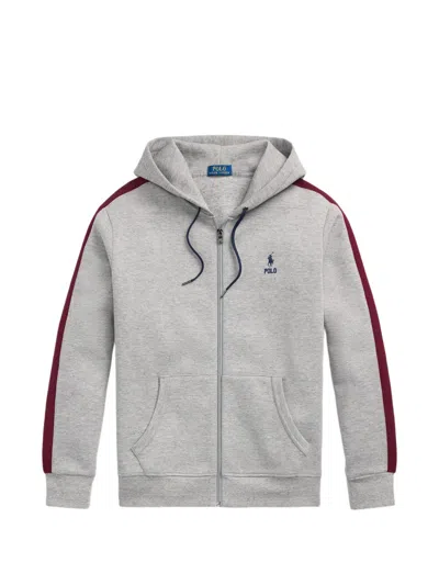 Polo Ralph Lauren Stripe-detail Hoodie In Gray