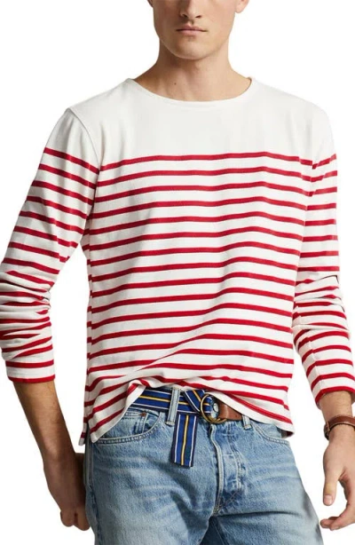 Polo Ralph Lauren Stripe Long Sleeve Boat Neck Cotton T-shirt In Multi