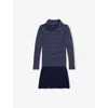 Polo Ralph Lauren Find Navy Stripe Long-sleeve Cotton-knit Dress 4-6 In Blue