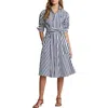 Polo Ralph Lauren Stripe Long Sleeve Cotton Shirtdress In White