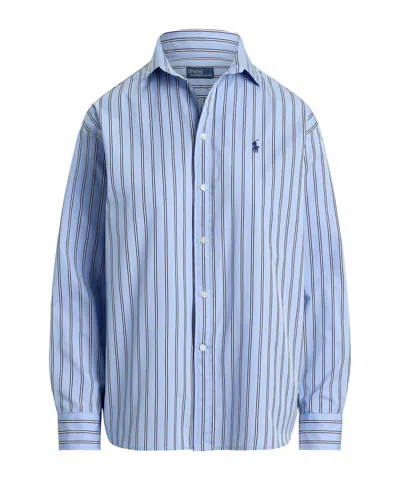 Polo Ralph Lauren Stripe Long Sleeve Oxford Shirt In Blue