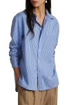 Polo Ralph Lauren Stripe Oversize Button-up Shirt In Blue