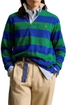 Polo Ralph Lauren Stripe Oversize Rugby Shirt In Athletic Green/classic Azure