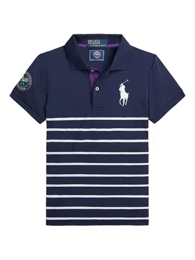 Polo Ralph Lauren Kids' Stripe-pattern Polo Shirt In Blue