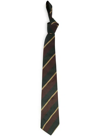 Polo Ralph Lauren Stripe-pattern Silk Tie In Brown