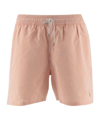 Polo Ralph Lauren Orange & White Traveler Swim Shorts In Yellow