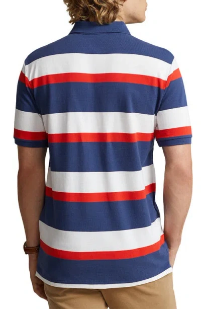 Polo Ralph Lauren Stripe Piqué Polo In Blue