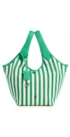 Polo Ralph Lauren Medium Striped Polo Play Tote Bag In Parrot/white