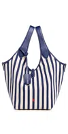 Polo Ralph Lauren Medium Stripe Polo Play Tote Bag In Ink/white