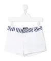 Polo Ralph Lauren Stripe-print Belted Cotton Shorts In White