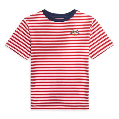 Polo Ralph Lauren Stripe Print Cotton T-shirt In White
