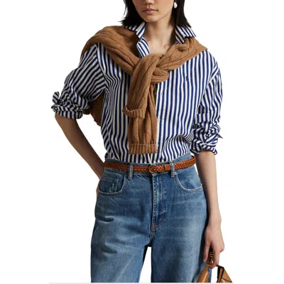 Polo Ralph Lauren Stripe Relaxed Fit Cotton Button-up Shirt In Blue